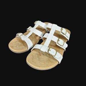 Vionic White Patent Misa Adjustable Hook & Loop Slide Comfort Sandals 8